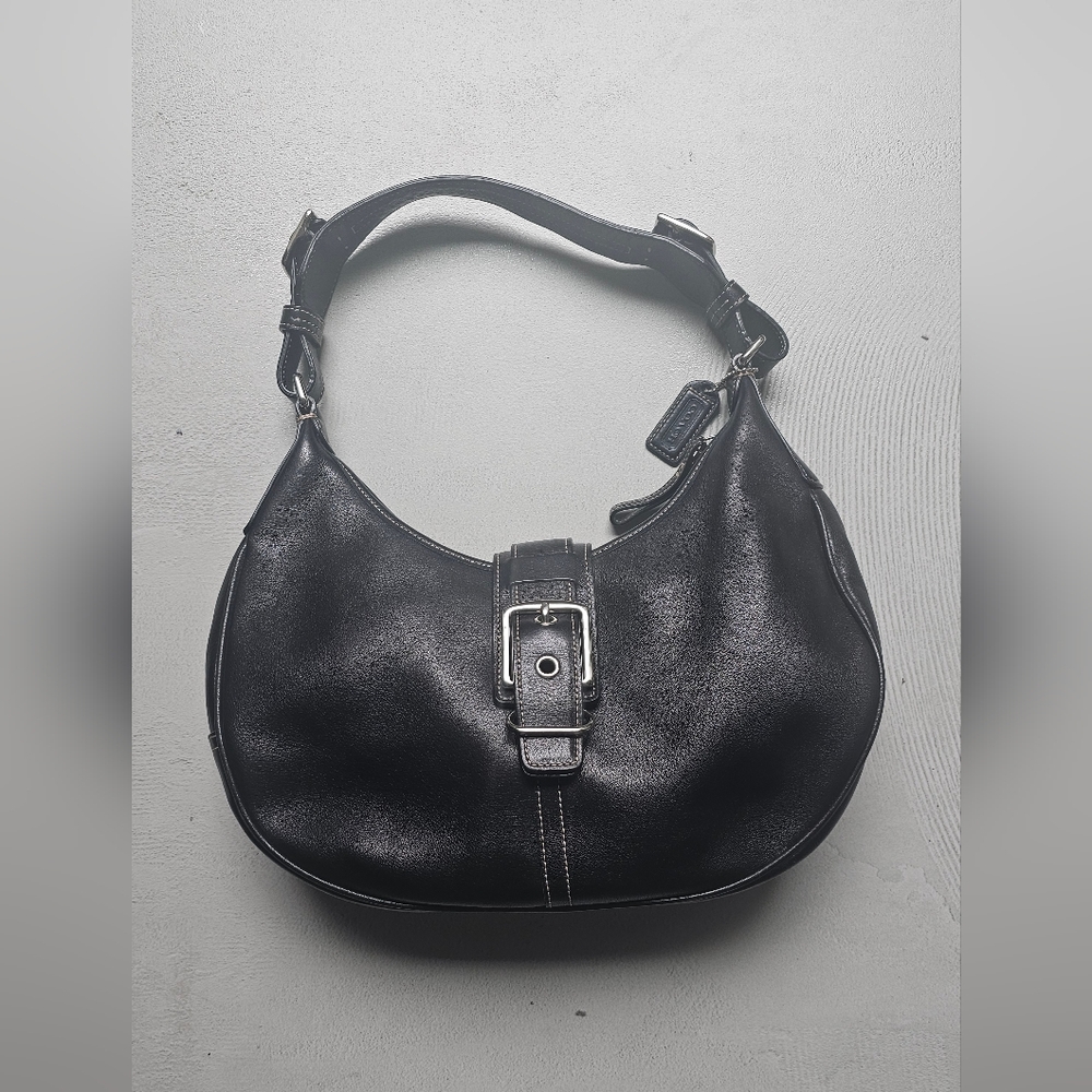 Coach Hampton Hobo Black Leather Shoulder Bag